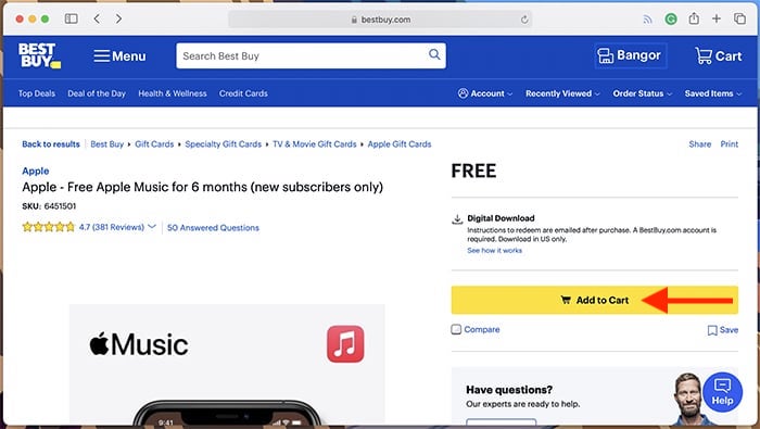 Getting Free Apple Music With Best Buy