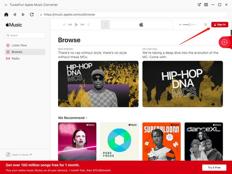 Descargar e iniciar sesión TunesFun Apple Music Converter