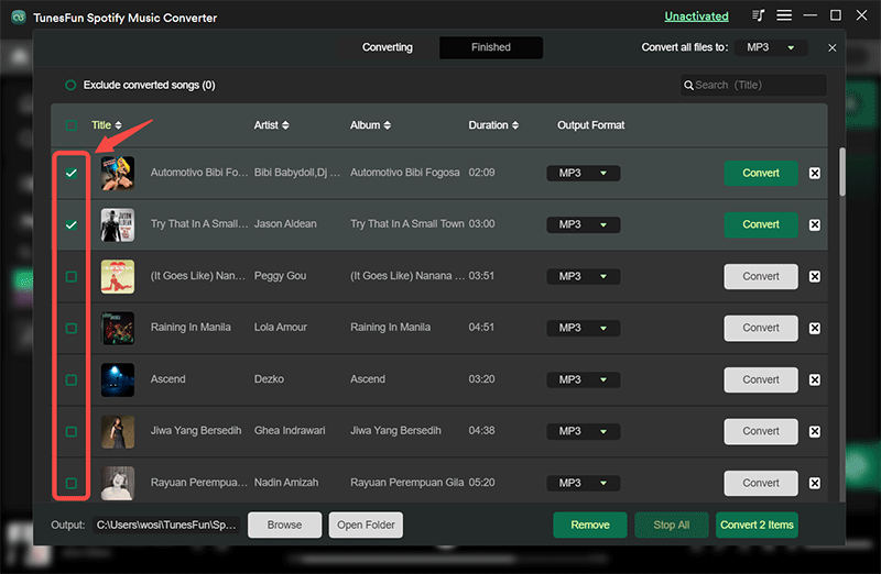 Select The Songs To Download