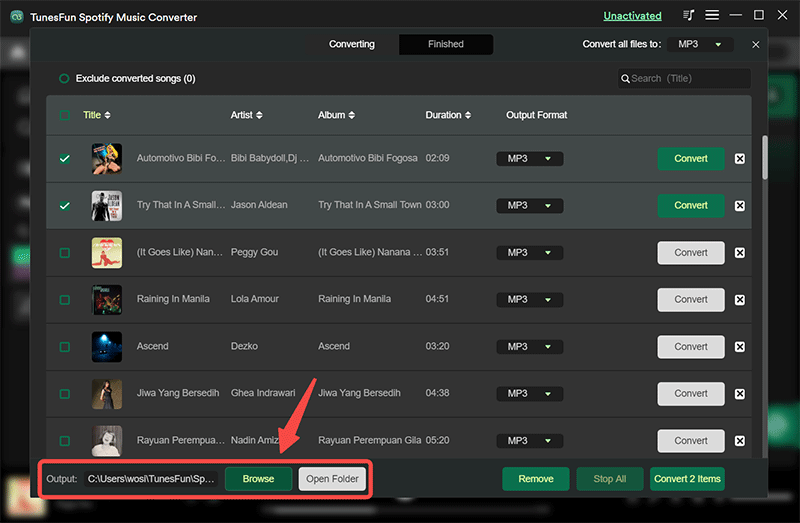 Choose Your Desired Output Format Of Spotify Songs