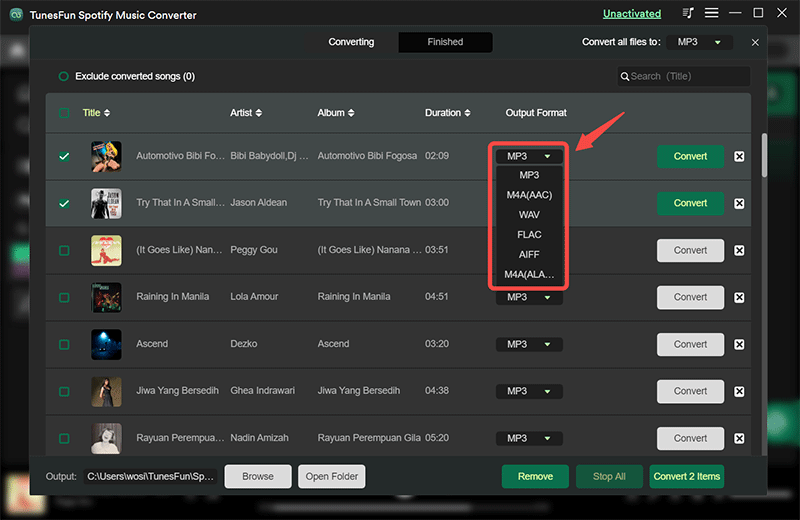 Select The MP3 Output Format To download Spotify Playlist To MP3