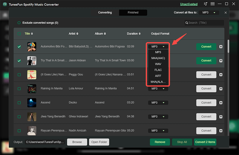 Select The Output Format And Output Folder