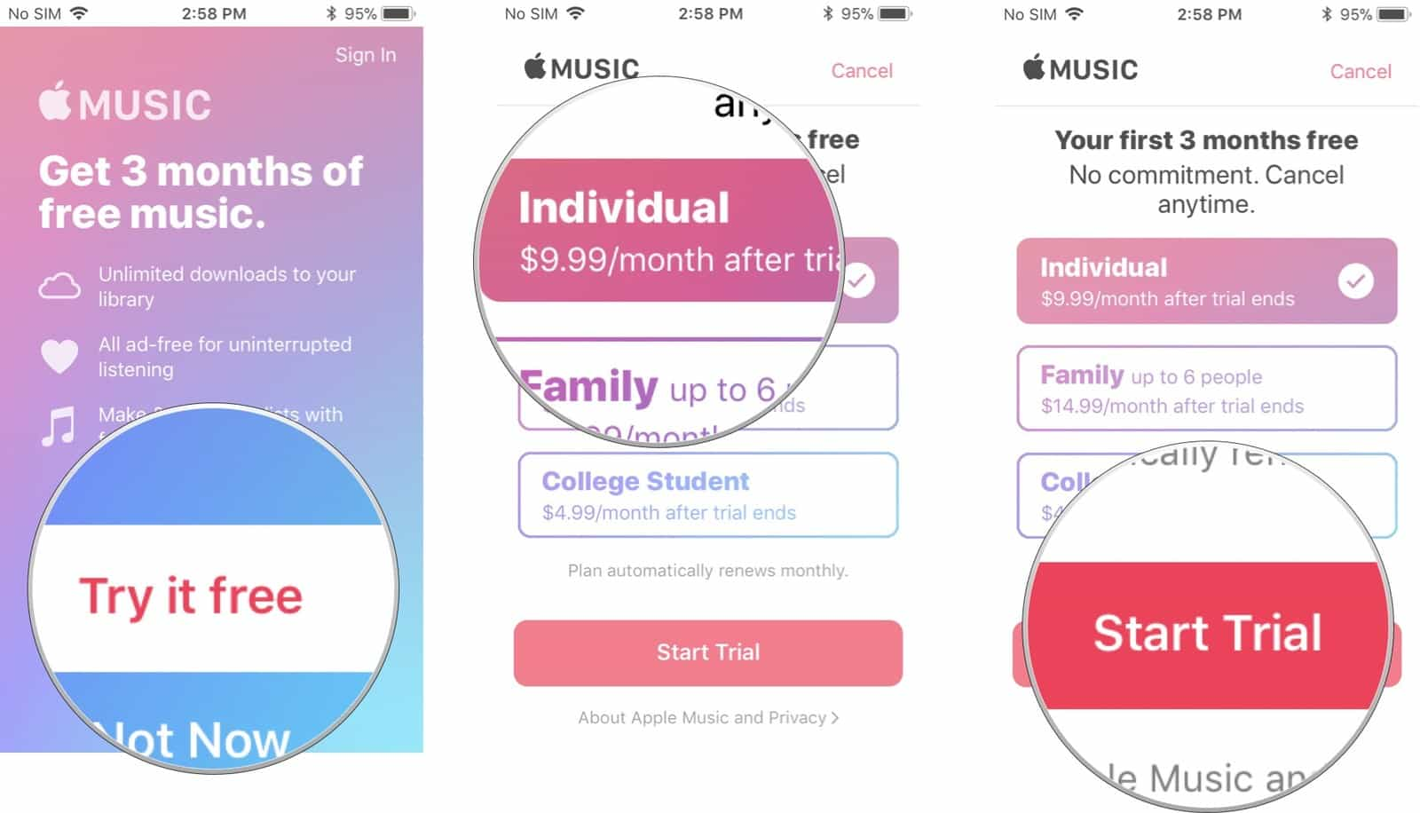 Individuelle kostenlose Testversion von Apple Muisc