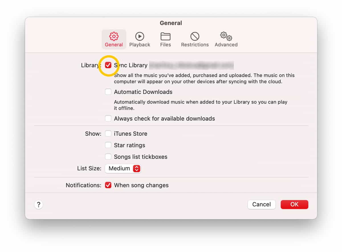 Ensuring That Sync Library Is Enabled