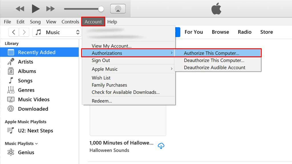 Authorize iTunes On Computer Devices To Fix iTunes Home Sharing Not Working