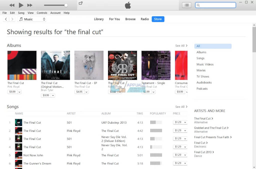 Купить песни iTunes с помощью Windows