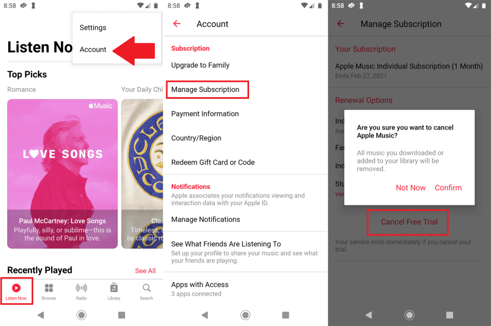 Apple Music Manage Subscription