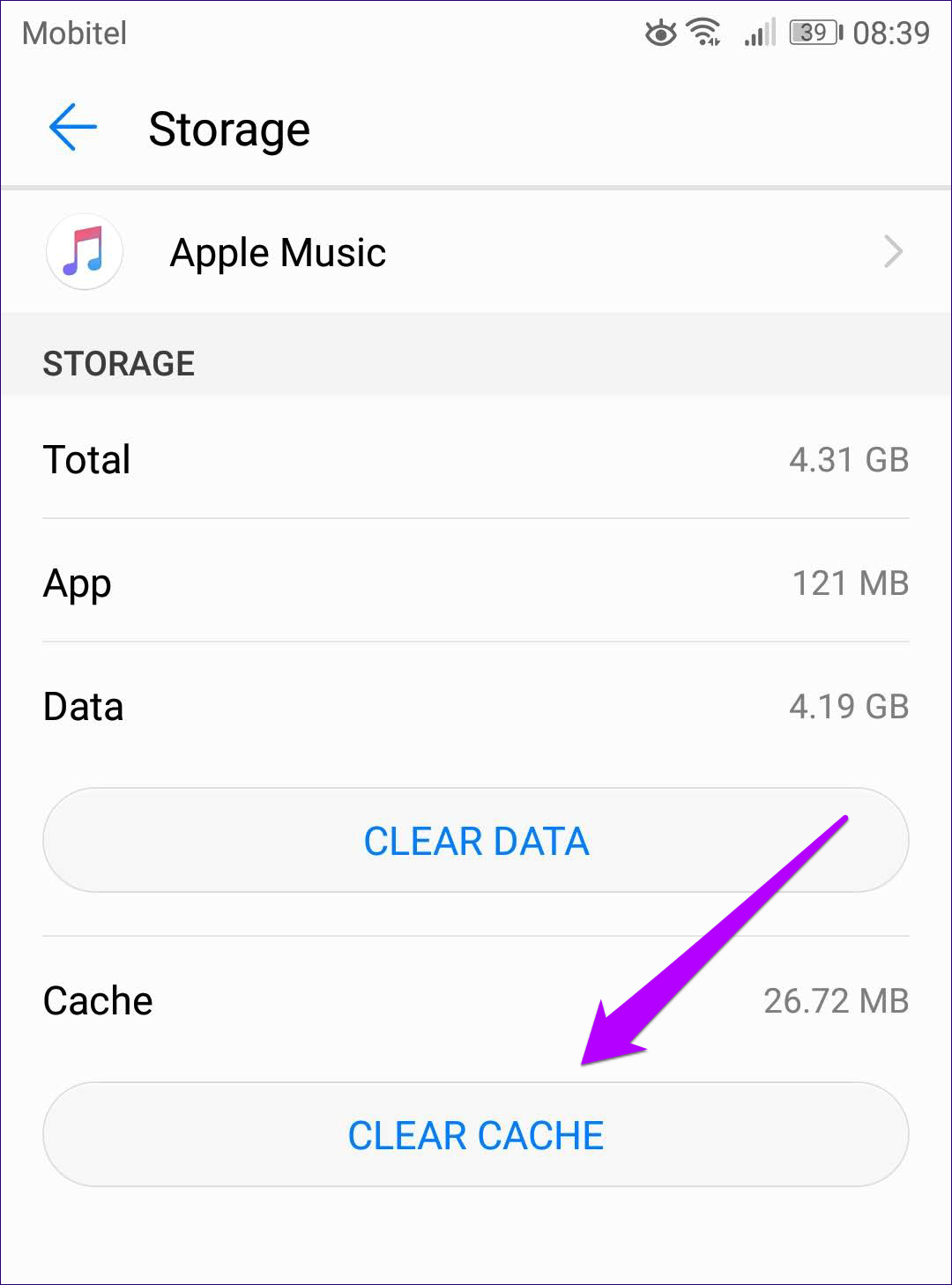 Clear Cache for Apple Music
