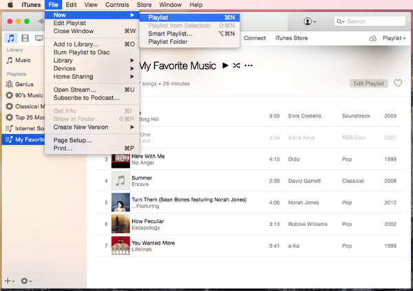 Creating New iTunes Playlist