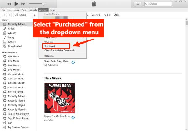 Gekochte nummers downloaden van iTunes op Windows