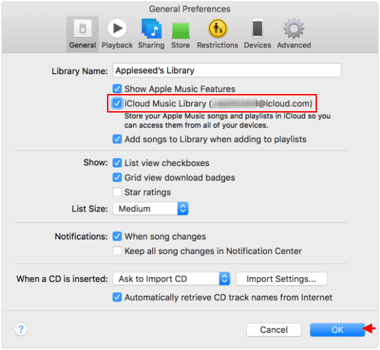 Show iCloud Music Library