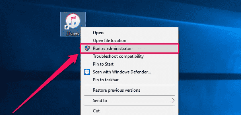 Run iTunes As Administrator