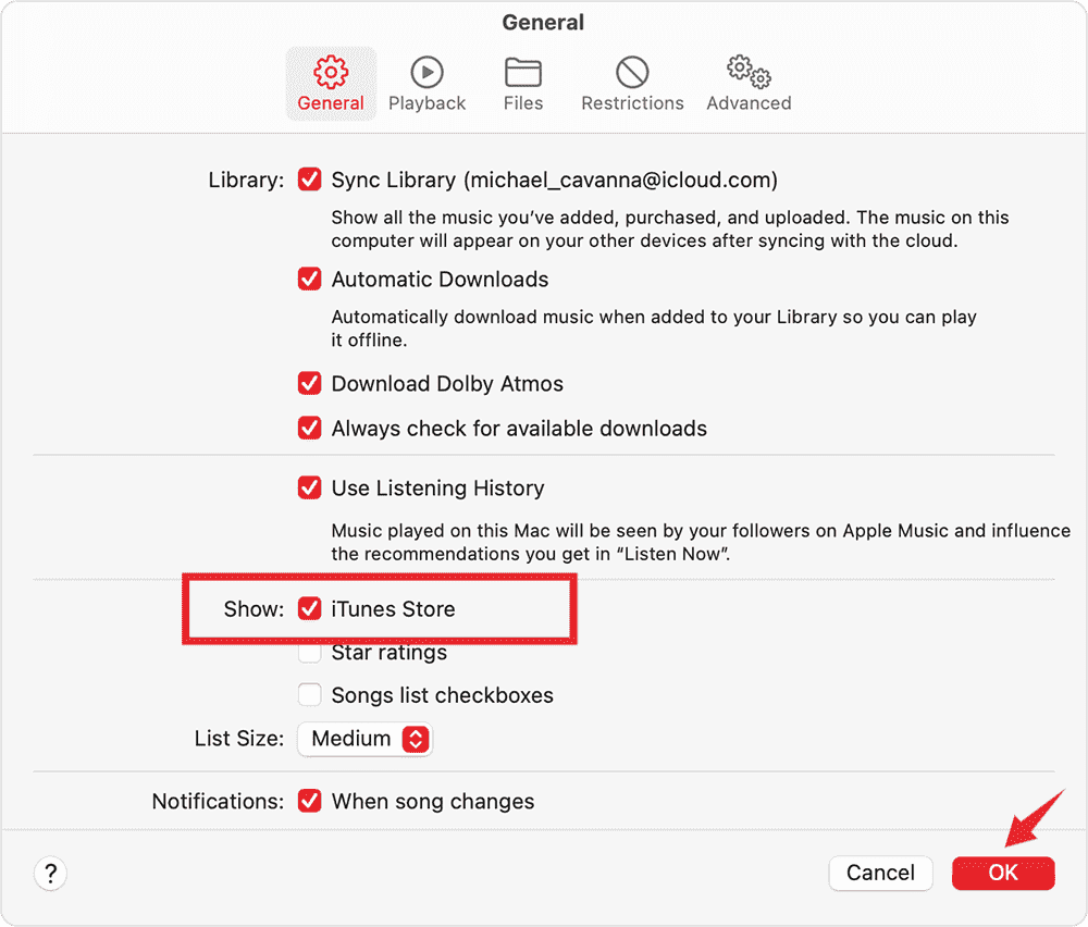 Включить iTunes Store на Mac