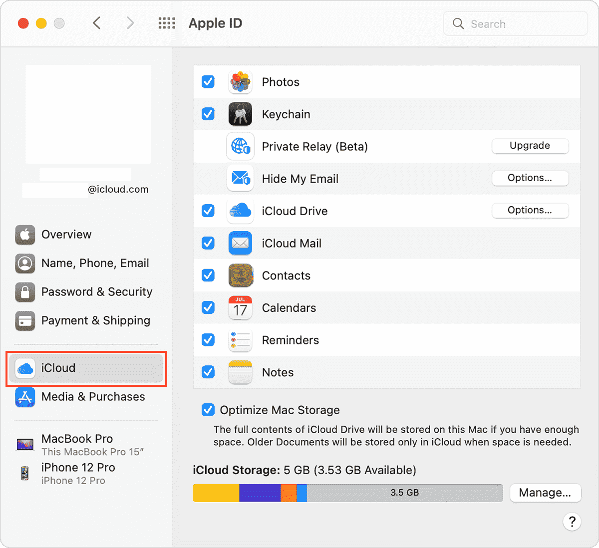iCloud Settings