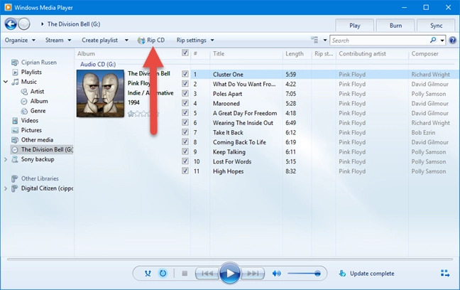 在 Windows 上翻錄 CD