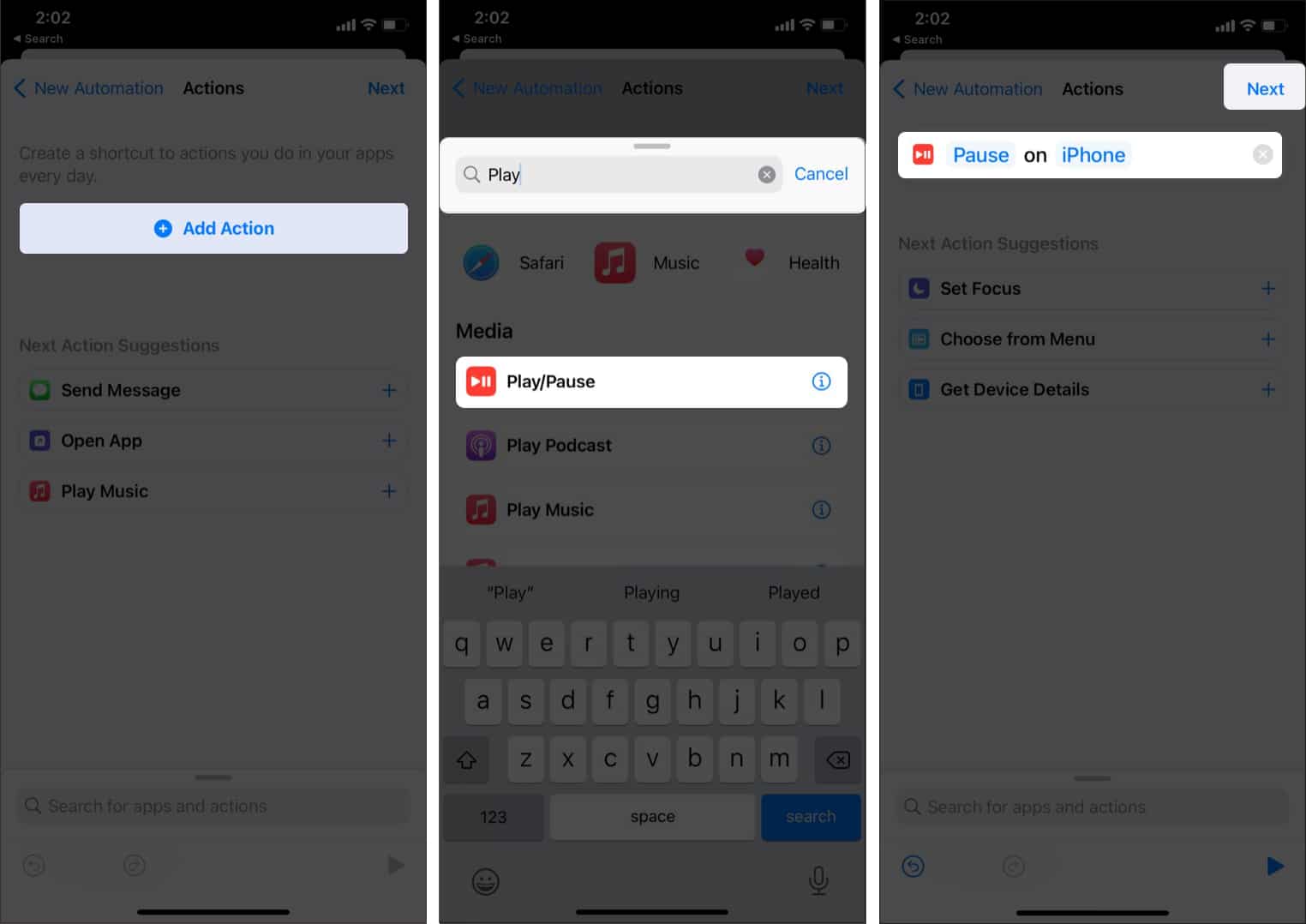 Shortcuts App Add Action