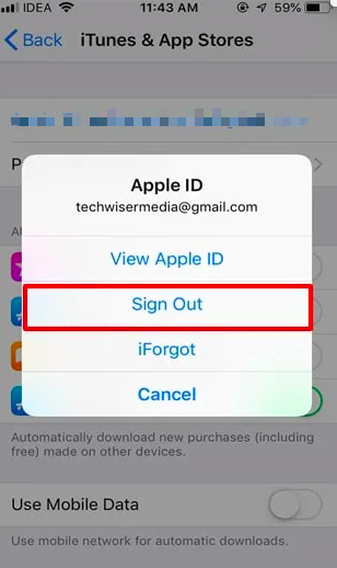 Sign Out iTunes