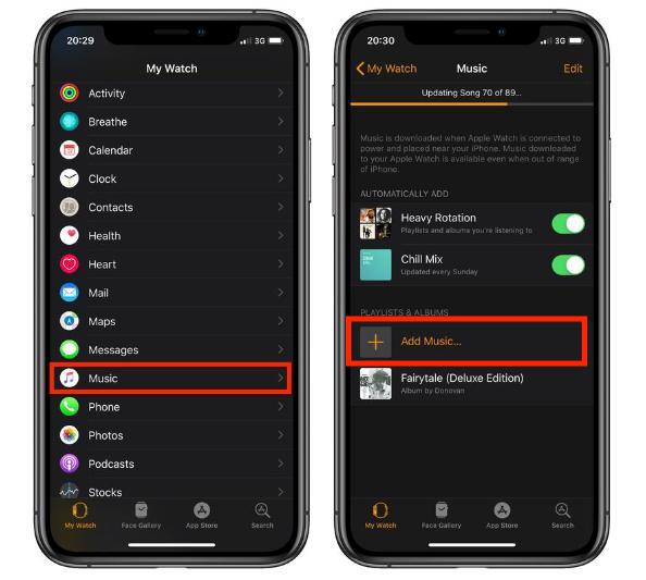 Синхронизировать музыку с Apple Watch