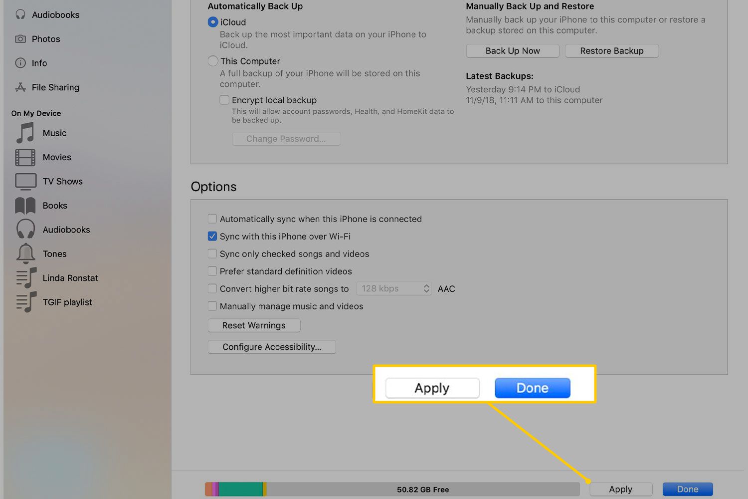 Synchronisieren Sie Musik vom Mac mit dem iPhone über WLAN