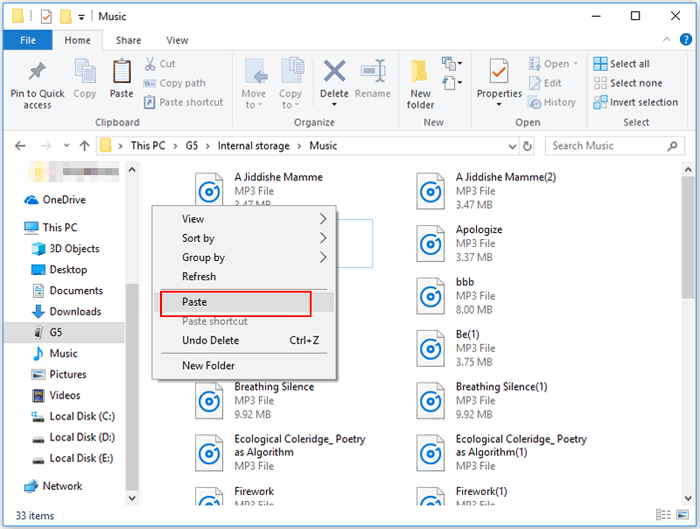 Paste The Music Files