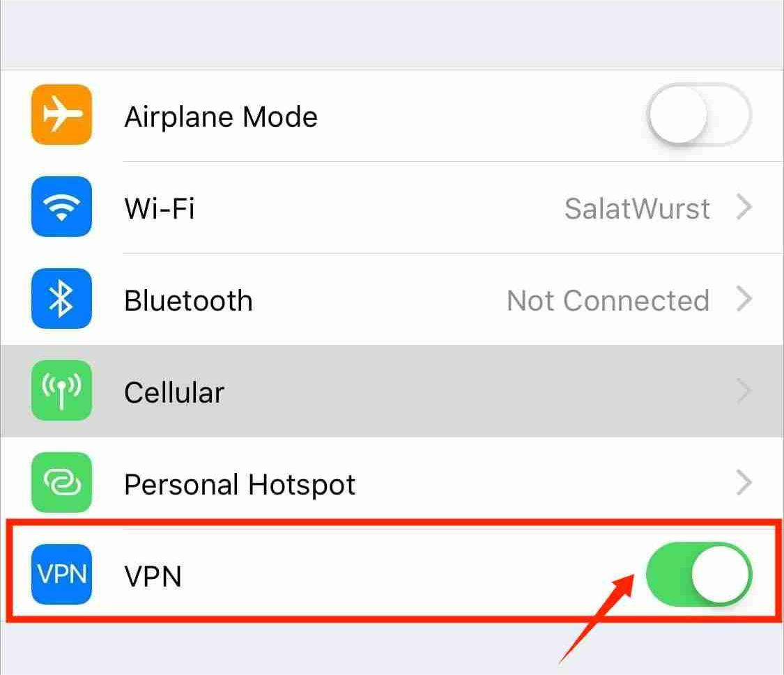 How To Fix Apple Music Song Not Available In Region - Turn Off A VPN In iOS