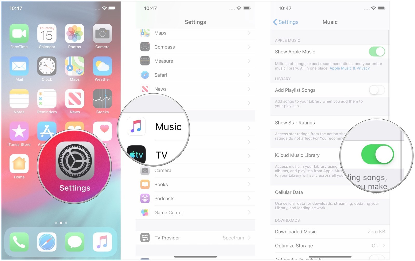 Turn On iCloud Music Library  # alt