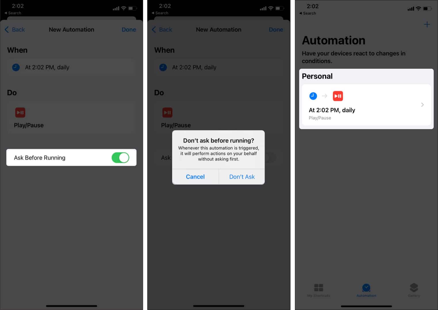Shortcuts App Ask Before Running