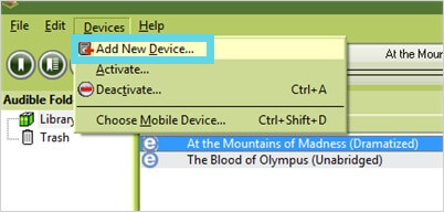 مدير Audible إضافة جهاز جديد