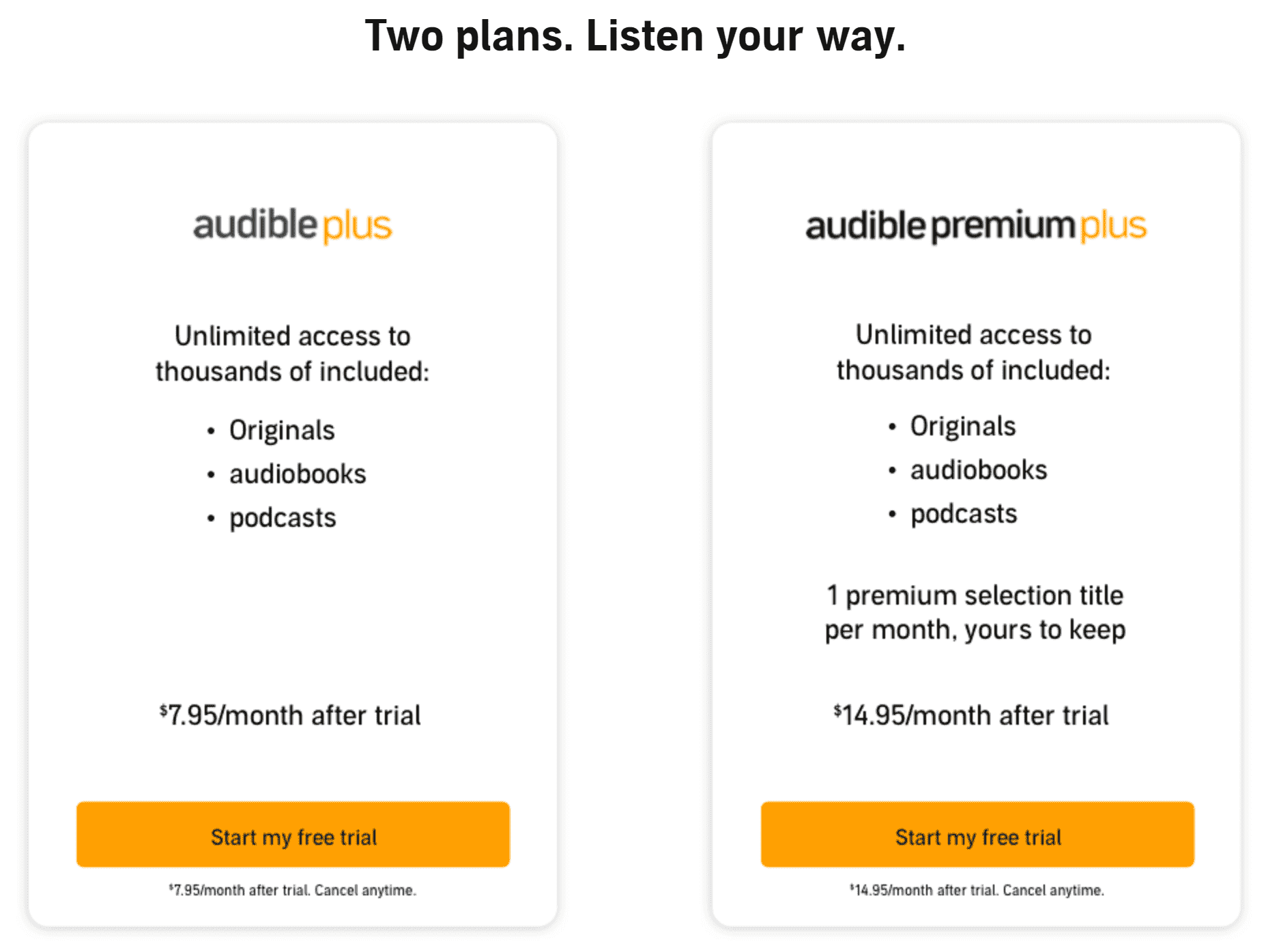 Audible Subscription Plans