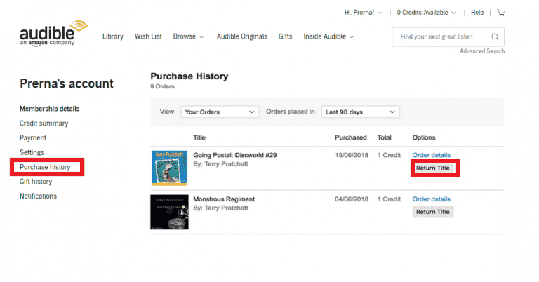 Return Audible Audiobooks On Desktop
