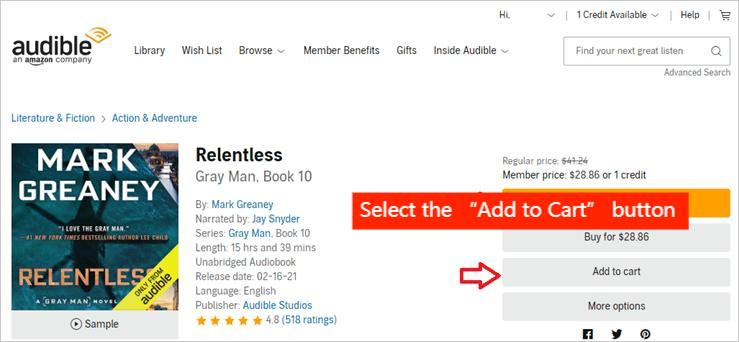 Add Audible Books To Cart On PC