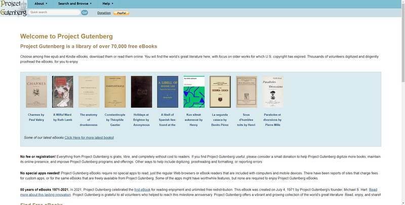 Project Gutenberg Home Page