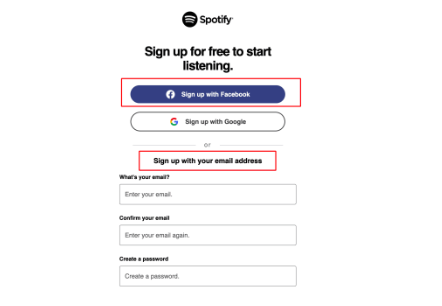 免费注册 Spotify 账户
