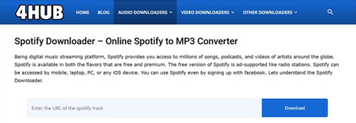 Como converter Spotify Para MP3 online gratuitamente usando 4HUB Spotify Downloader