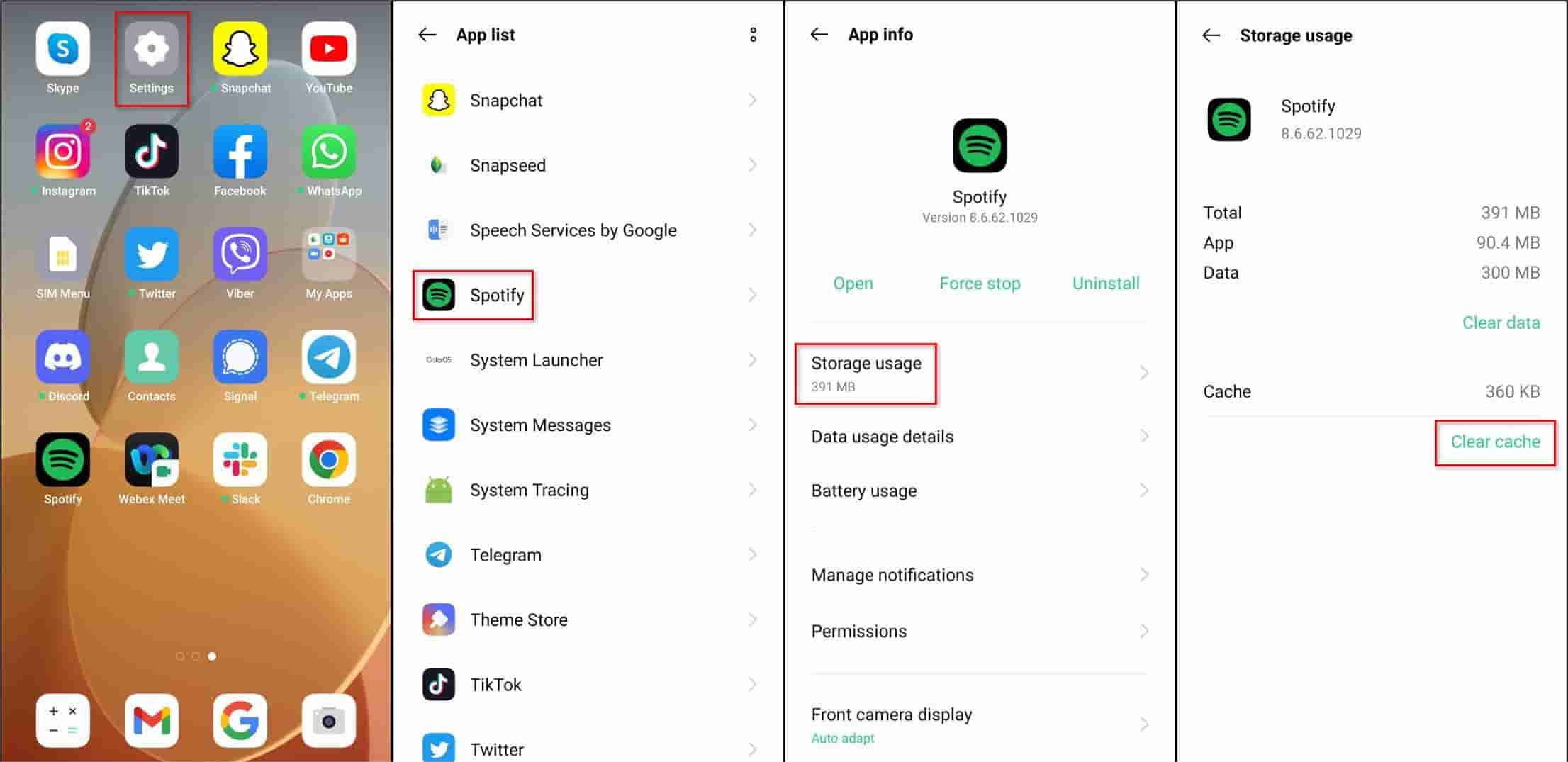 Clear The Spotify Cache On Android