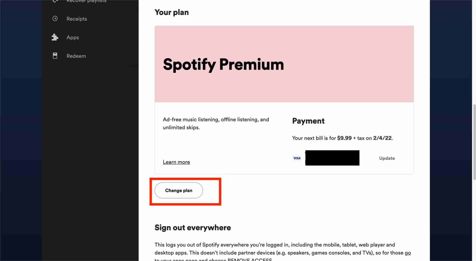 So ändern Sie Ihre Spotify Planen