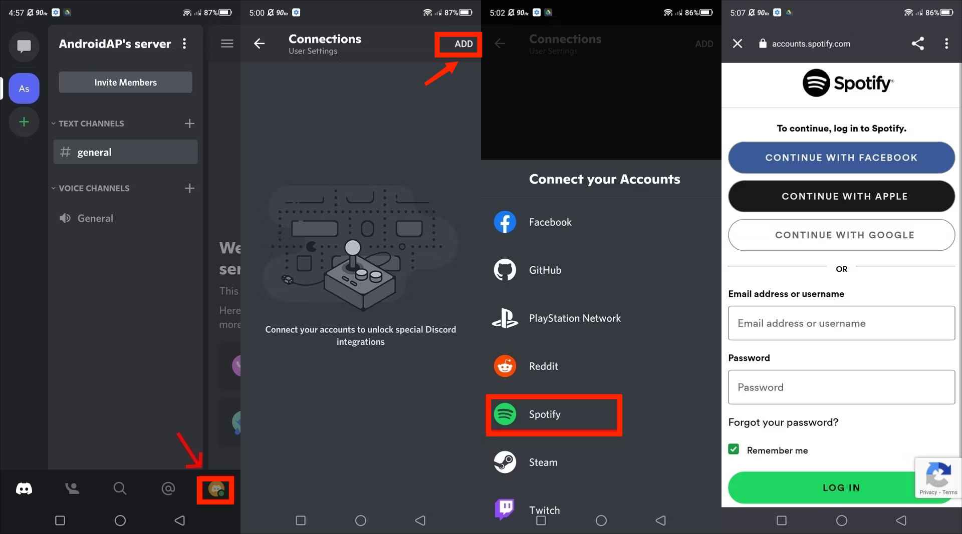 Verbinden Spotify Mobiel discord