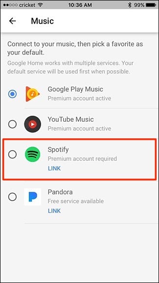 Connect Spotify to Google Home