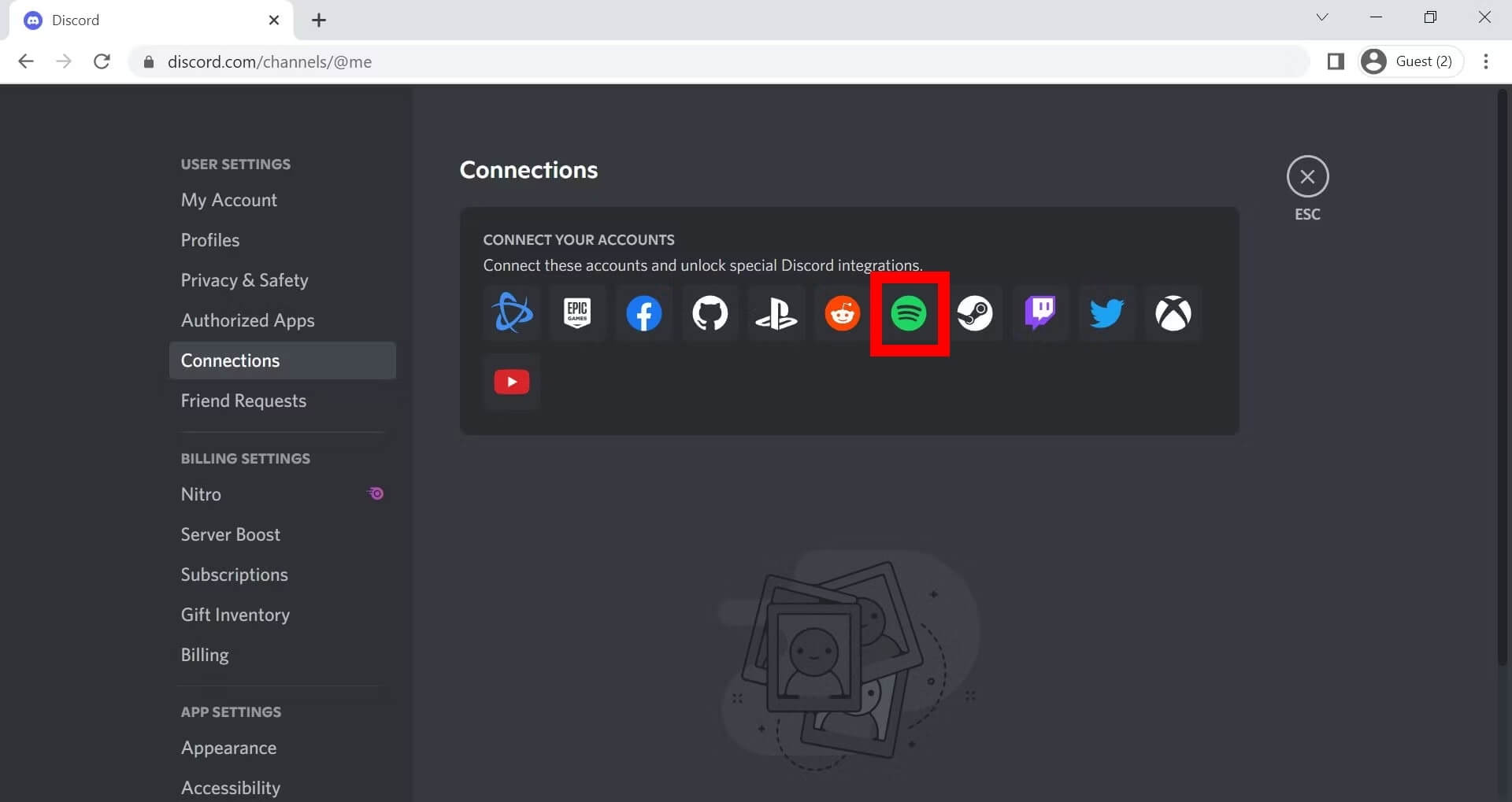 Vernetz Dich Spotify Um Discord zu verbinden, verbinden Sie Ihre Konten