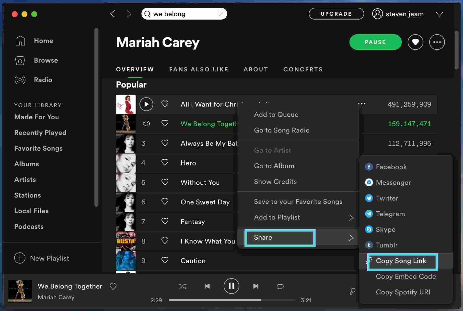 怎麼做 Spotify 下載Mac - Spotify 複製歌曲鏈接 Mac