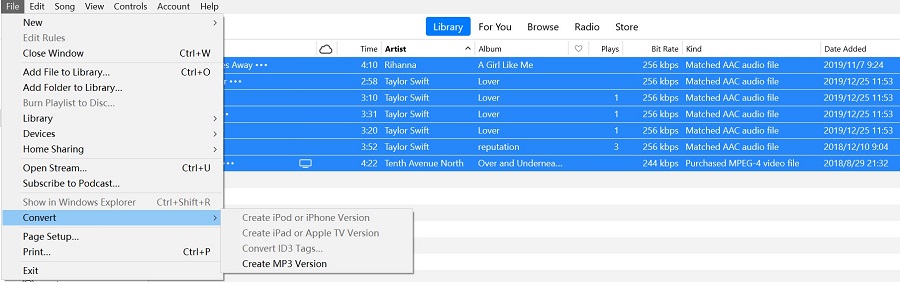 Convert Protected AAC to MP3 with iTunes