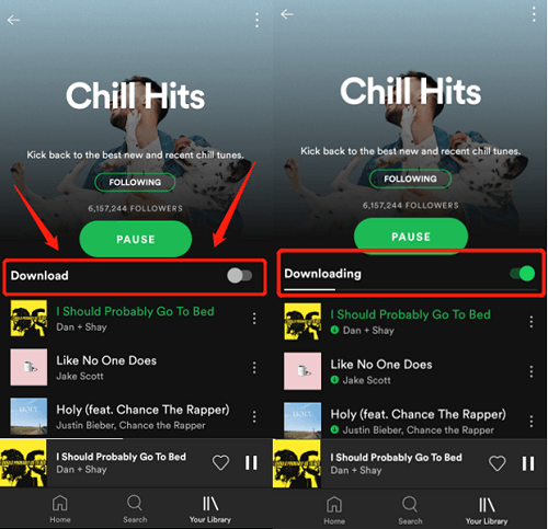 تحميل Spotify الأغاني على الأندرويد