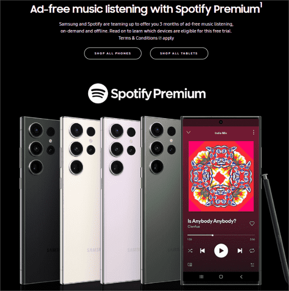 Gratis Spotify Samsung premium