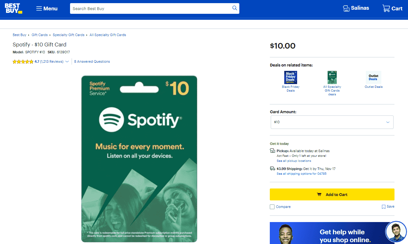 Get Spotify Gift Cards On Best Buy