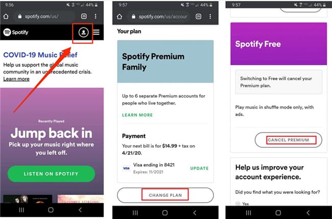 Annuleer Spotify Premium op Android