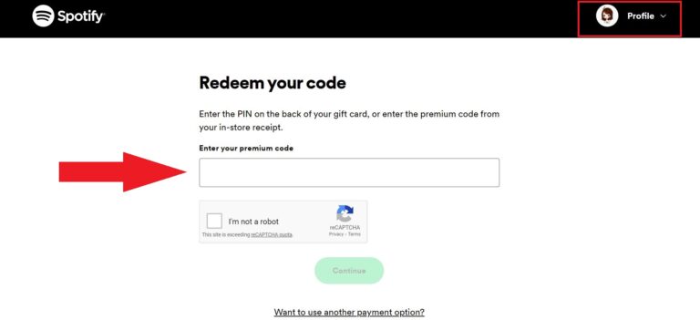 Redeeming Spotify Premium Card