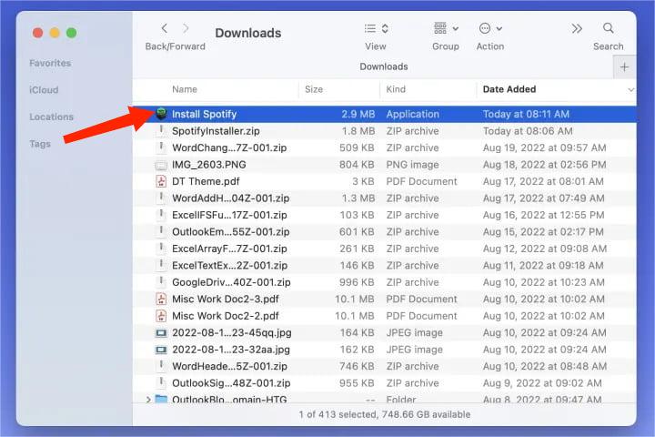 Open the Install Spotify File