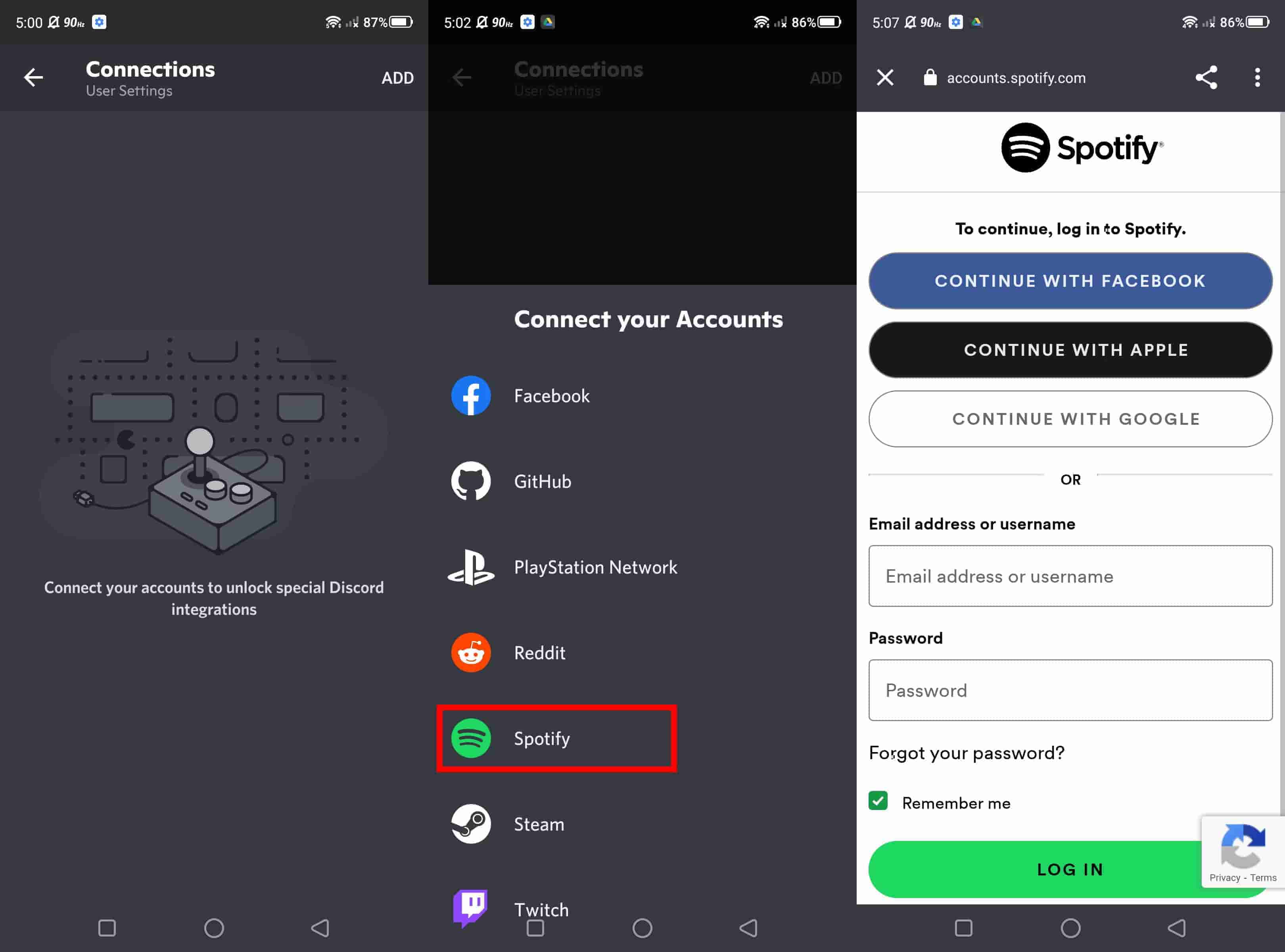 Log In Spotify To Discord On Mobile