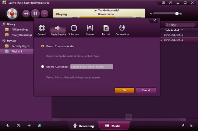 Leawo Music Recorder Set Audio Source