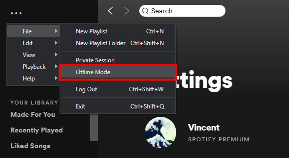 girare On Spotify Servizio di ascolto offline su PC